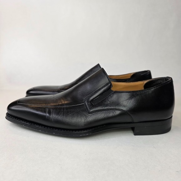Magnanni Fabricio Slip On Apron‎ Toe Loafers Black Nappa Leather Men's Size 9D - Picture 5 of 11
